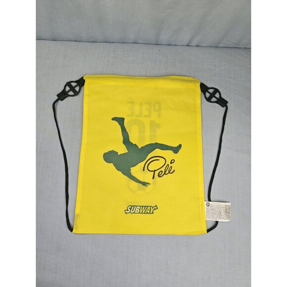 Brazil Pele Football Soccer Drawstrings Backpack Tote Bag 2014 Subway - Picture 2 of 4
